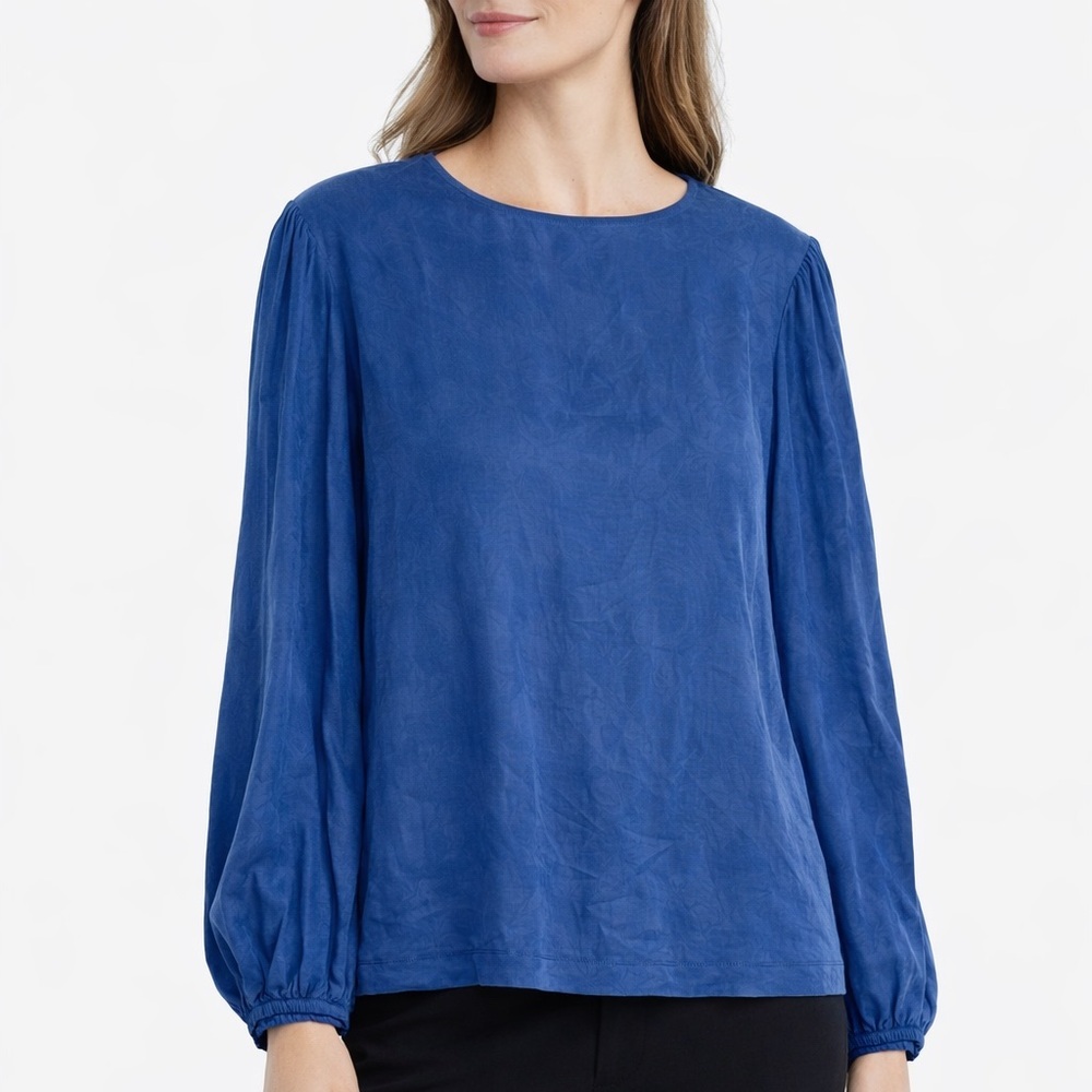 Vintage R.G. Kane Blue Long Sleeve Blouse Size Large Nwt Silky